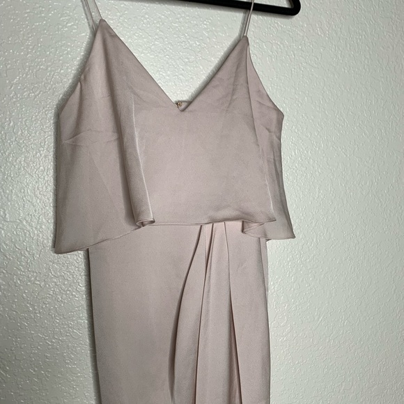 Shona Joy Luxe Frill Tulip Hem Cocktail Women Dress Slim Blush Pink Size 4 - Picture 5 of 13